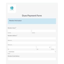 A membership payment form showing dues being paid.