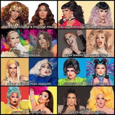 A drag queen on the RuPaul’s Drag Race stage during an elimination.