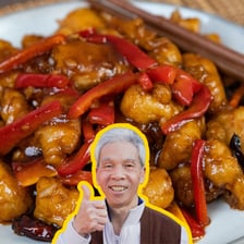 A serving of General Tso’s chicken coated in sauce