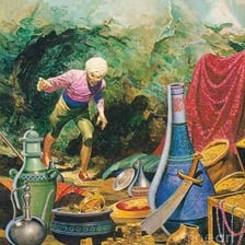An illustration depicting Ali Baba from the classic tale.