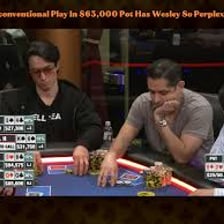 A poker player placing chips into the pot as an ante