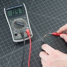An electrical meter displaying a resistance measurement in ohms