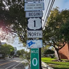 A route passing through a location.