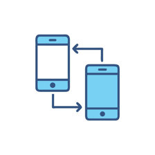 Two electronic devices synchronizing their data