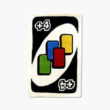 UNO cards including a black Draw Four card