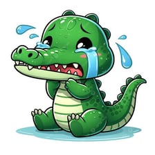 An illustration of a crocodile appearing to cry.