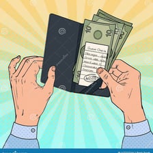 A diner paying a restaurant check