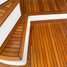 A boat deck made from teak wood