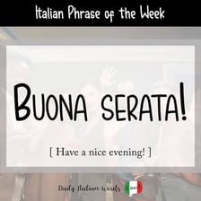A greeting scene representing the Italian phrase buona sera