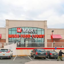 The exterior of an H Mart Korean grocery store