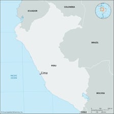 A map of Peru showing Lima on the Pacific coast