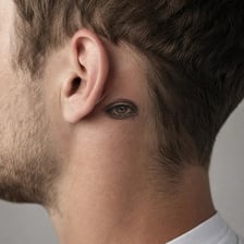 A close-up view of tattooed skin