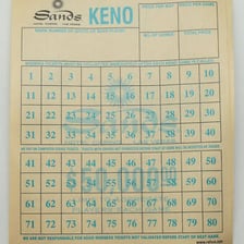 A casino keno display with numbered selections