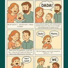A young child communicating with a father