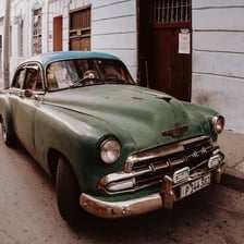 A car parked on a public street