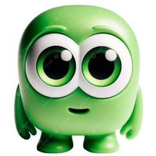 A cartoon character with exaggerated googly eyes
