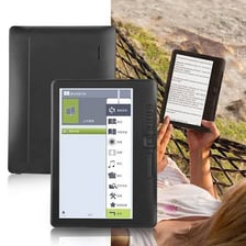 An e-reader displaying the pages of a digital book