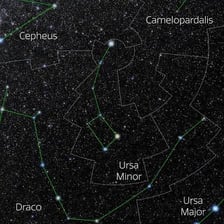 A star chart showing the Ursa Minor constellation