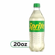 A Sprite soft drink bottle displaying its green branding