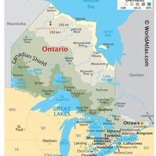 A map of Ontario showing Toronto