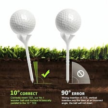 A golf ball perched on a tee on the course.
