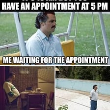 A person waiting alone after someone fails to appear.