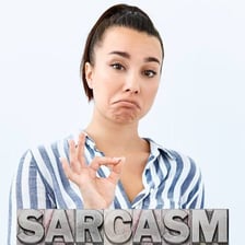 A person giving a knowingly sarcastic reaction to an unusual situation.