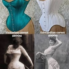 Historical corset-style garment shown beside a modern bra.