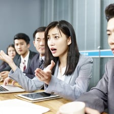 A person raising a minor objection during a discussion.