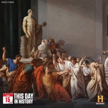 A humorous illustration combining a Roman warning with office interns.