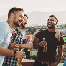 Friends celebrating at a bachelor party