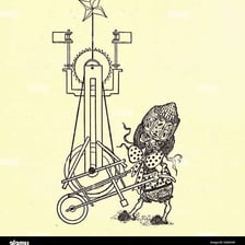 A whimsical, oddly designed contraption