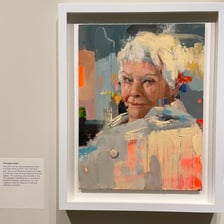 A portrait of actress Judi Dench.