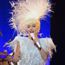 Lady Gaga performing on stage.