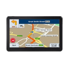 A vehicle navigation screen displaying a route on a map