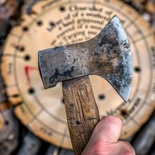 The wooden handle of an axe.
