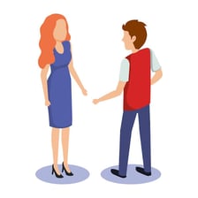 A person talking animatedly in conversation