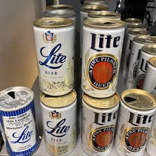 Miller Lite beer cans displaying the brand name