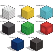 Pixelated Minecraft ore blocks embedded in underground stone.