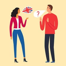 People communicating while using different languages.