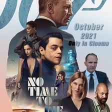 Promotional artwork for No Time to Die featuring Daniel Craig as James Bond.