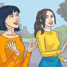 Two friends enthusiastically agreeing during a conversation