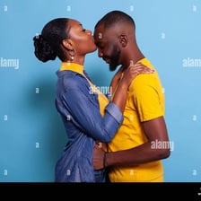 A couple showing affection to each other