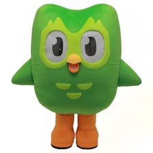 The green owl mascot used by Duolingo