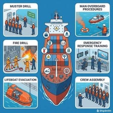 A ship evacuation scene with people leaving for lifeboats.