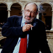 A portrait of Italian scholar and novelist Umberto Eco.