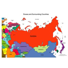 Map showing Russia and the countries that border it.