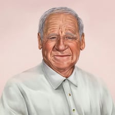 A portrait of filmmaker and comedian Mel Brooks.
