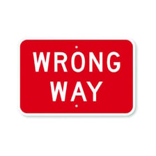 A road sign indicating a mistaken or incorrect direction