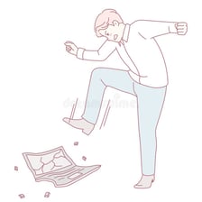 A person forcefully bringing a foot down in a stomp